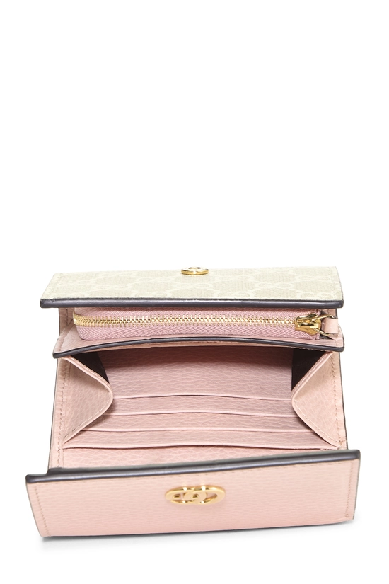 Pink GG Supreme Marmont Compact Wallet, , large image number 3