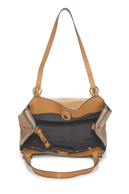 n-ｎ,ｎ.ｎ。BURBERRYクレストブリッジガウチョ Pre-Owned Brown House Check Canvas Canterbury Tote QKBFWC1L0B006