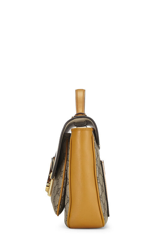 Padlock GG Supreme black, beige and brown leather and coated canvas  shoulder bag