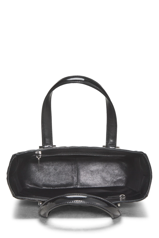 Black Quilted Patent Leather Chocolate Bar Tote, , large image number 5