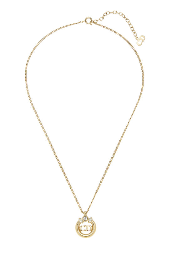 Gold & Crystal CD Logo Necklace, , large image number 0