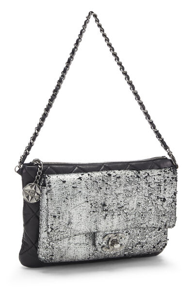 Silver Metallic Lambskin Mineral Nights Evening Bag, , large