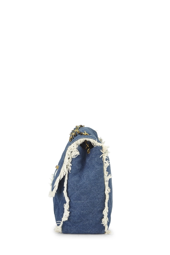 Blue Quilted Denim Half Flap Maxi, , large image number 2