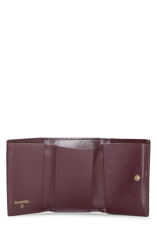 Burgundy Caviar Classic Flap Compact Wallet, , large image number 3