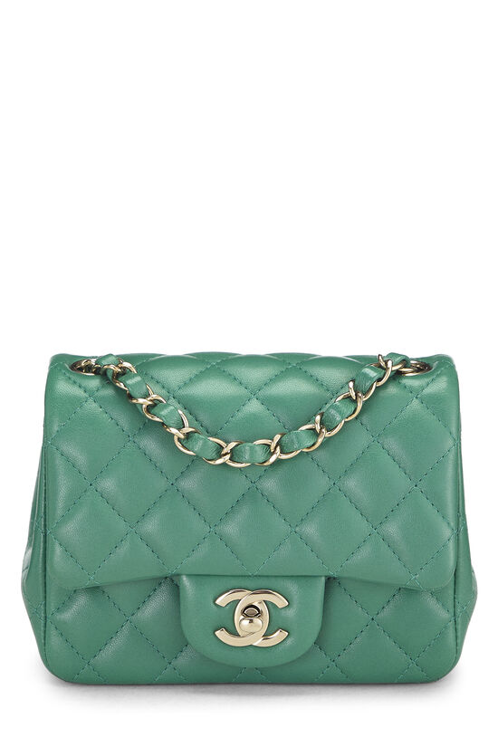 Green Quilted Lambskin Classic Square Flap Mini, , large image number 0