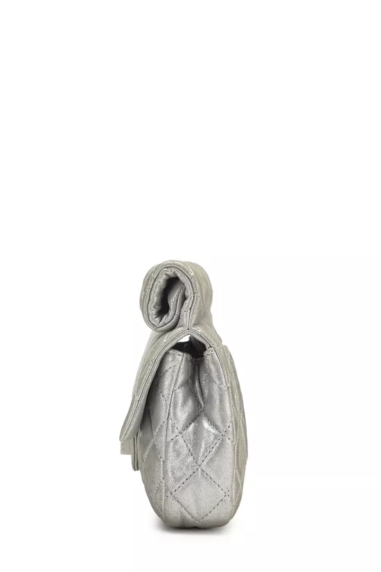 Metallic Silver Quilted Leather Reissue Roll Clutch, , large image number 2