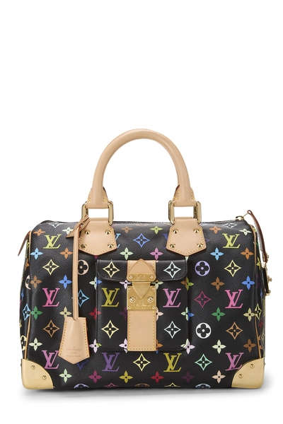 Louis Vuitton Takashi Murakami x Louis Vuitton Black Monogram Multicolore Speedy Top Handle Bag 30