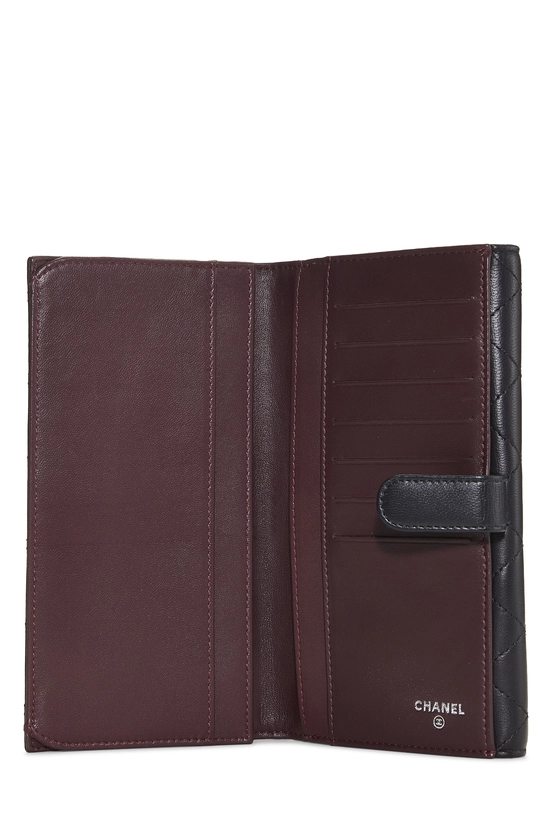 Black Lambskin Quilted Flap Wallet, , large image number 3