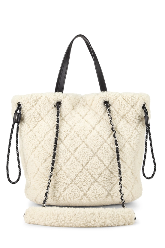 White Shearling 'Coco Neige' Tote, , large image number 3