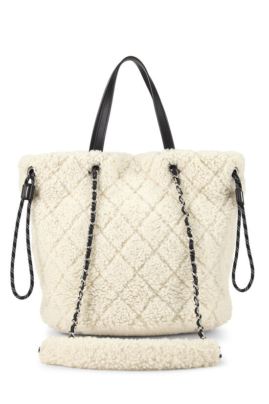 White Shearling 'Coco Neige' Tote, , large image number 3