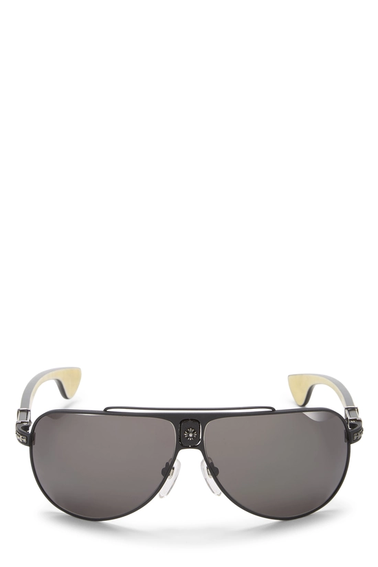 Black Metal Double D Aviator Sunglasses, , large image number 0