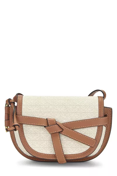 Brown Logo Jacquard Canvas Gate Dual Bag Mini