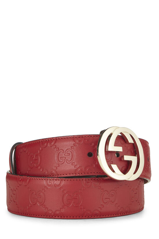 Red Guccissima Leather Interlocking Belt, , large image number 0