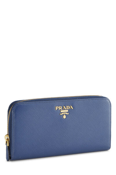 Blue Saffiano Zip Around Wallet, , large