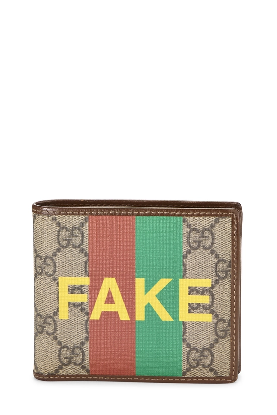 Pre-Owned Brown GG Supreme Canvas 'Fake/Not' Bifold Wallet