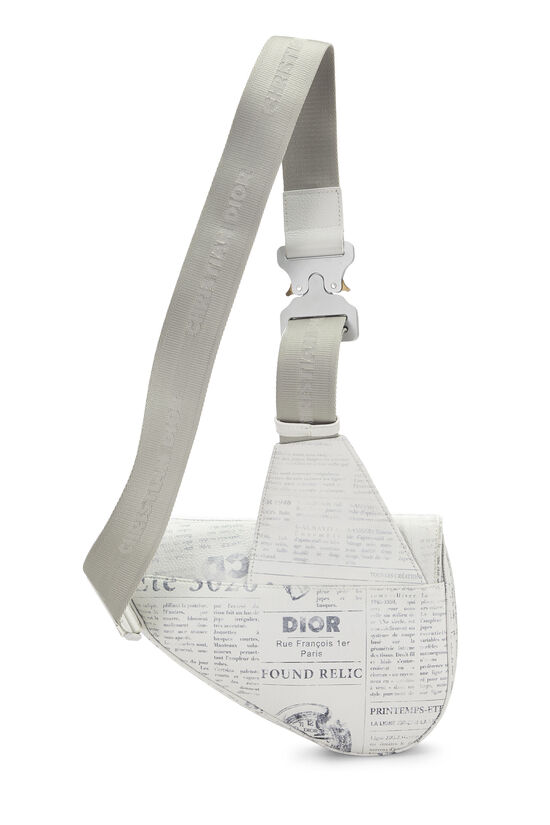 Daniel Arsham x Christian Dior White Calfskin Newspaper Saddle Bum Bag, , large image number 3