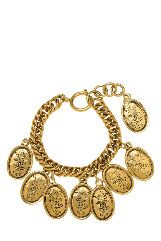 Gold Etched Crown Coin Bracelet, , large image number 0