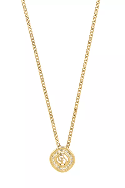 Gold Crystal 'CD' Necklace, , large