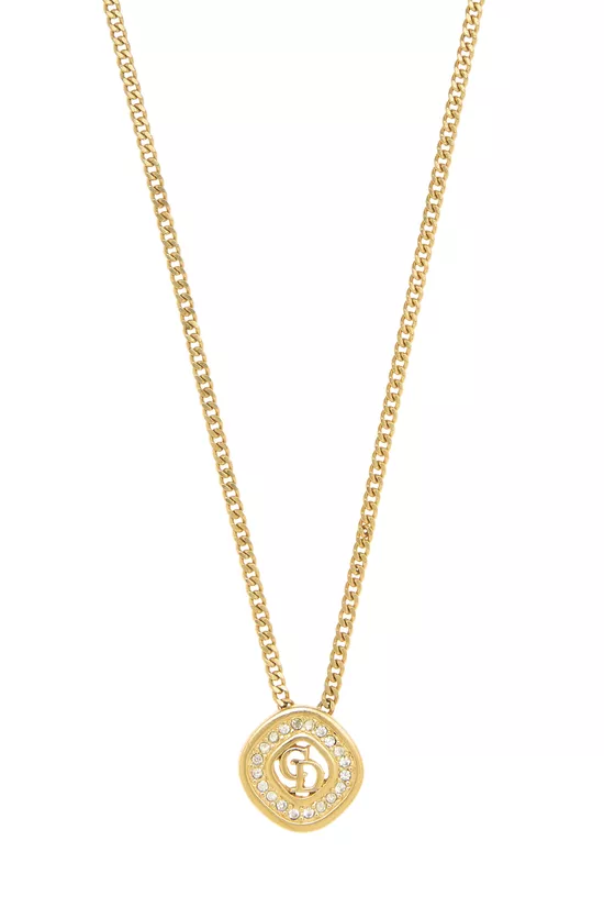 Gold Crystal 'CD' Necklace, , large image number 1