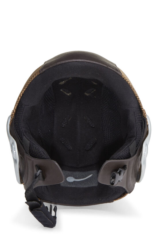 Brown Leather & Plastic Oblique Ski Helmet, , large image number 3