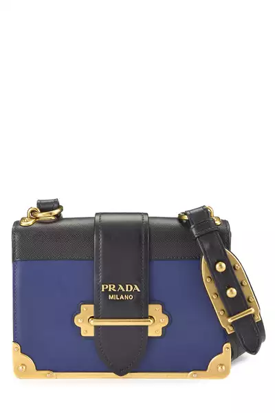 Black & Blue Leather Cahier Crossbody