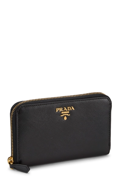Black Saffiano Zip Around Wallet Small, , large