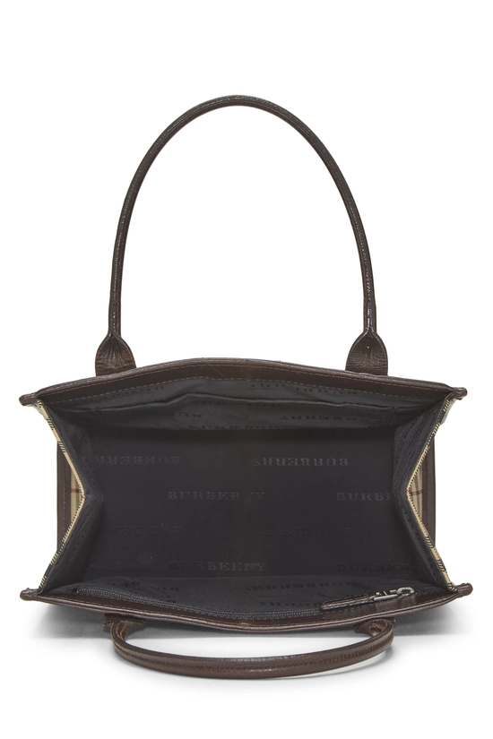 Brown Nylon House Check Shopping Handbag Small, , large image number 5