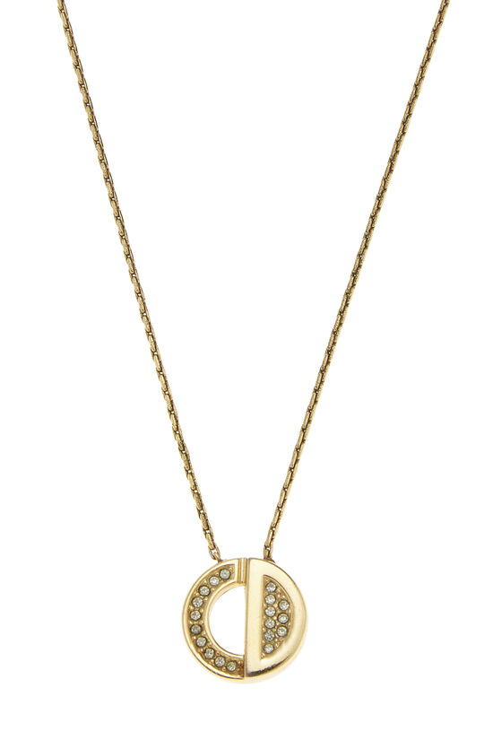 Gold & Crystal 'CD' Logo Necklace, , large image number 1