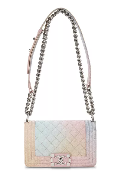 Rainbow Quilted Caviar Boy Bag Small