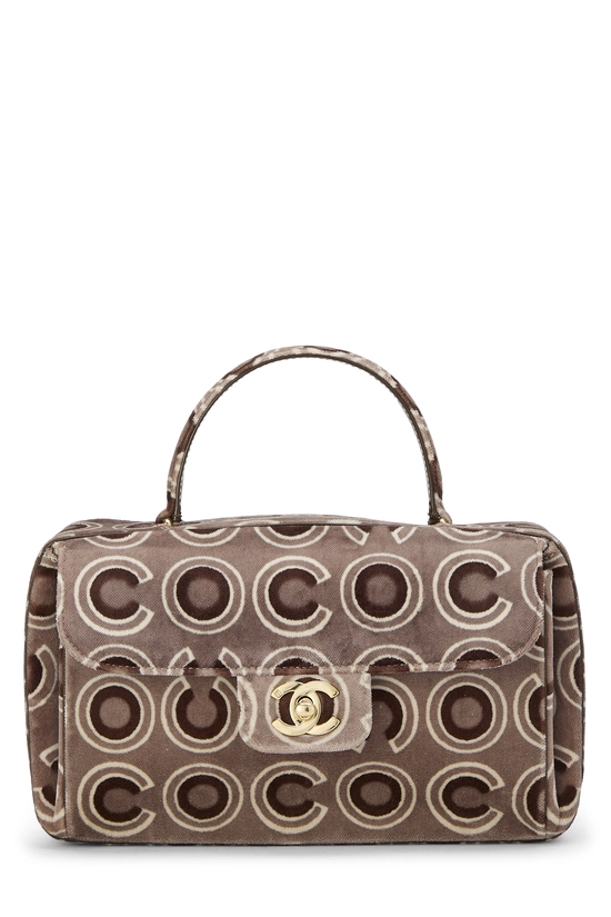 Brown Velvet Retro Coco Handle Bag, , large image number 0