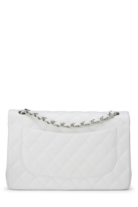 White Quilted Caviar New Classic Double Flap Jumbo, , large image number 3