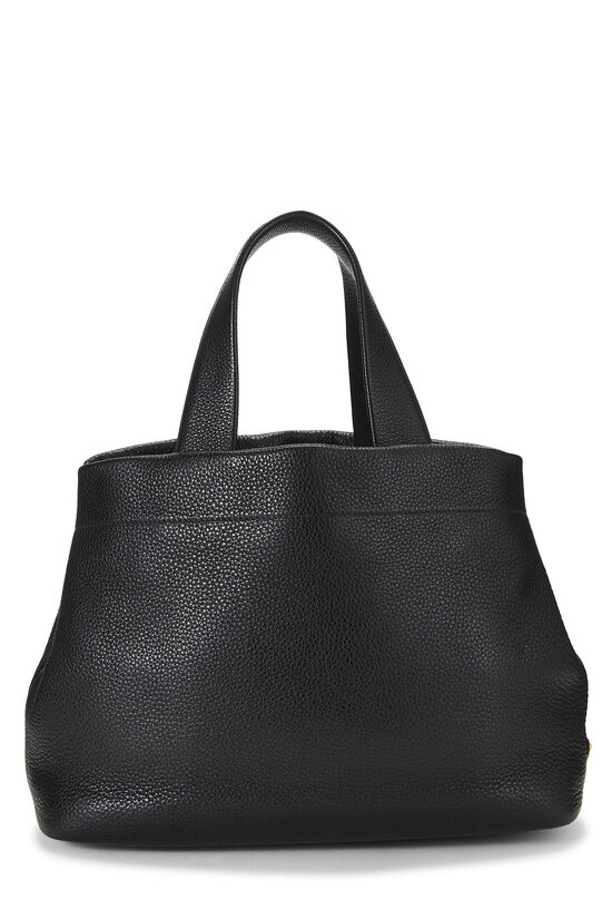 Black Vitello Daino Perforated Logo Handbag, , large image number 3