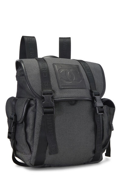 Metallic Black Canvas Sportline Backpack, , large