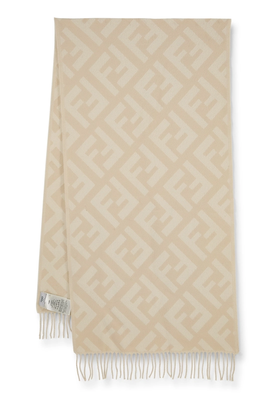 White Cashmere Zucca FF Scarf, , large image number 0