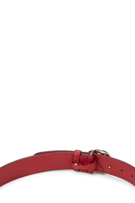 Red Leather Interlocking GG Belt, , large image number 3
