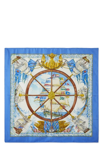 Blue & Multicolor 'Vive le Vent' Silk Scarf 90