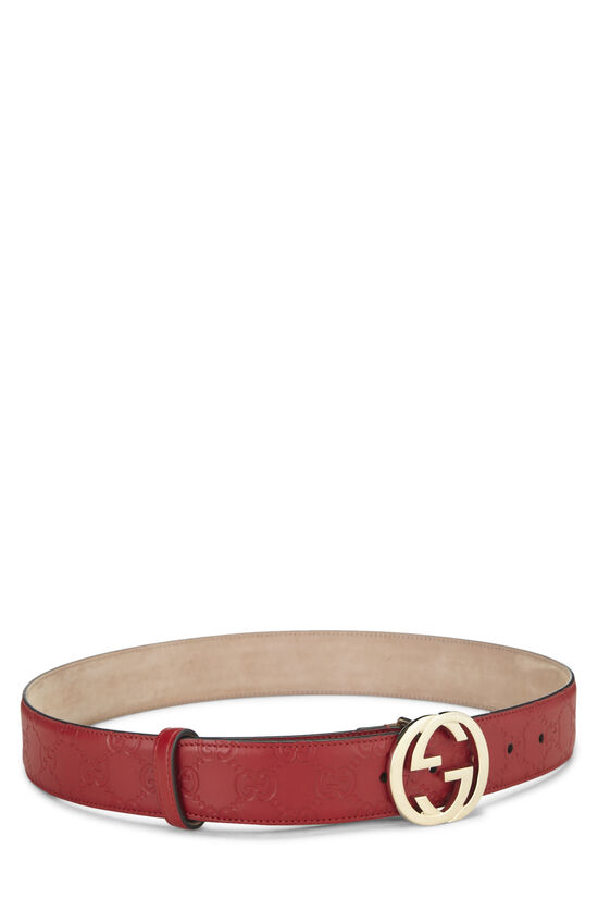 Red Guccissima Leather Interlocking Belt, , large image number 1