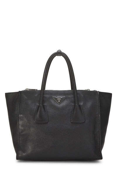 Black Vitello Daino Trapeze Tote