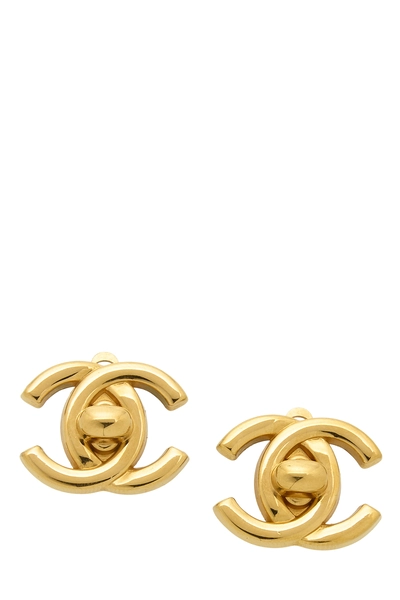 Gold 'CC' Turnlock Earrings Medium