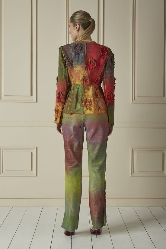 Multicolor Fringed Tapestry Jacket & Pant Set, , large image number 1
