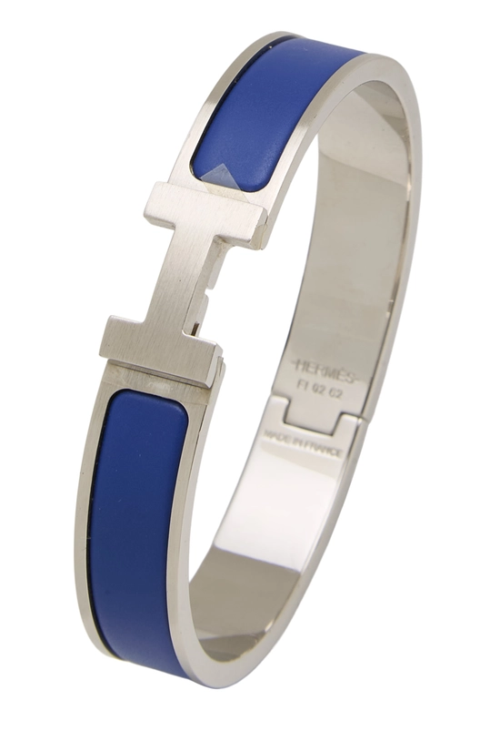 Blue Enamel Clic-Clac 'H' Bracelet Narrow PM, , large image number 0