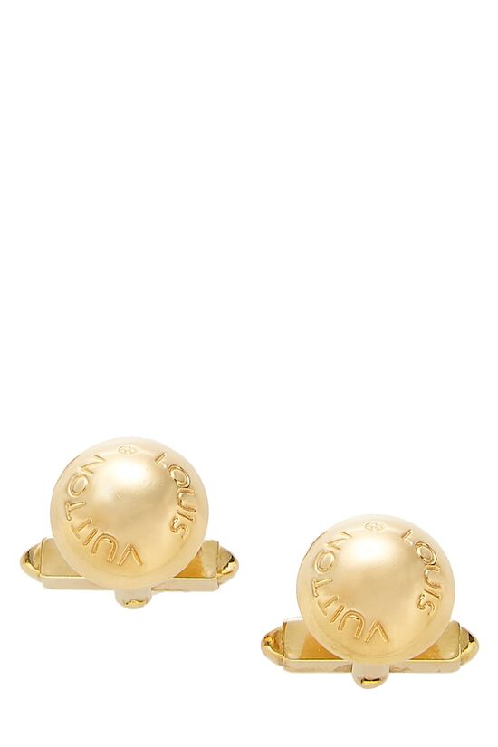 Louis Vuitton Gold Monogram Flower Cufflinks Golden Metal ref