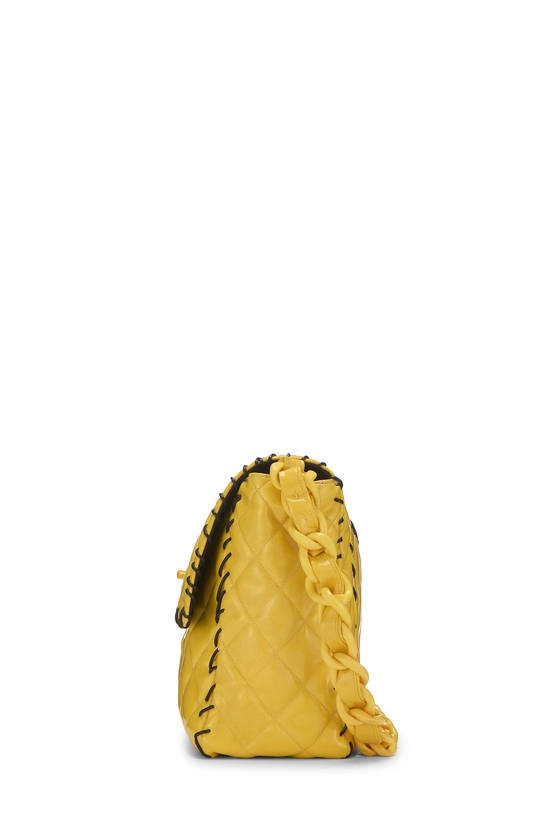 Yellow Vinyl Whipstitch Half Flap Jumbo, , large image number 2