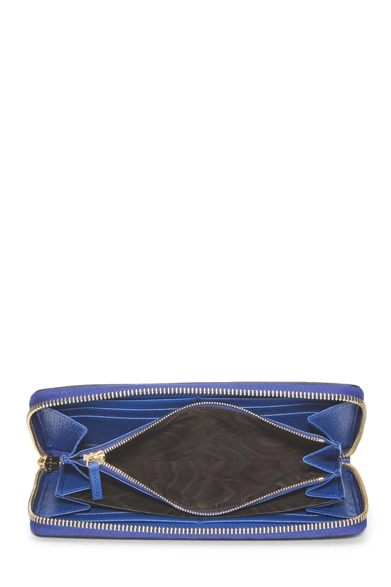 Blue Leather Interlocking GG Zip Around Wallet, , large image number 3