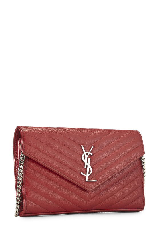 Red Grainy Leather Monogram Wallet on Chain (WOC), , large image number 1