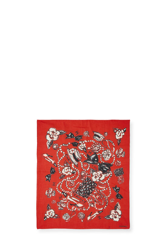 Red Cotton Scarf, , large image number 0