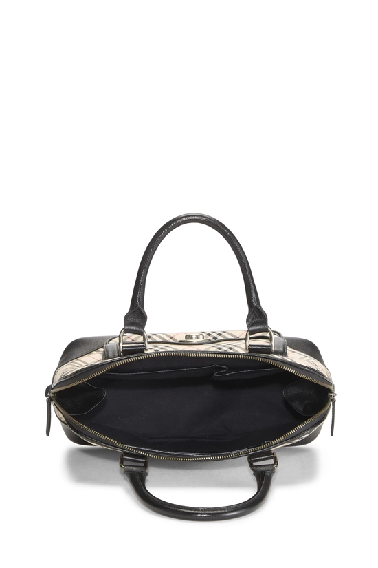 Black Jacquard Check Turnlock Dome Handbag, , large image number 5