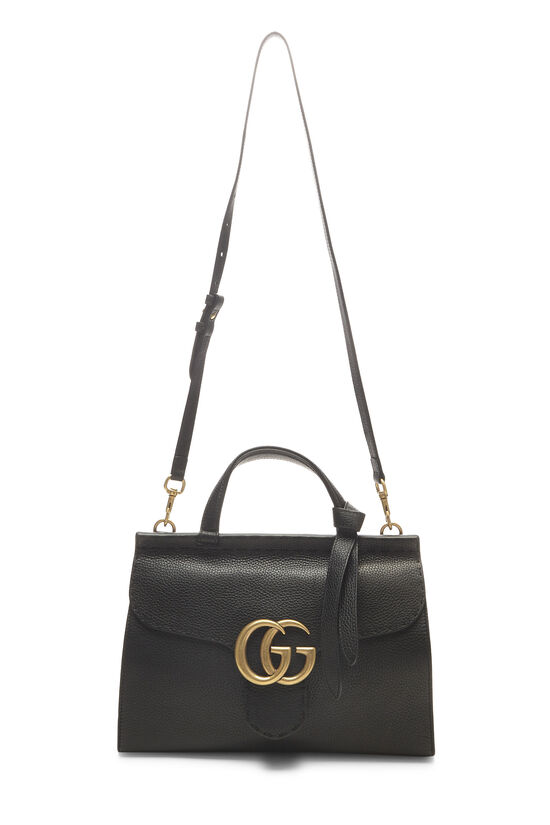 Black Leather GG Marmont Top Handle Flap Bag Small, , large image number 1