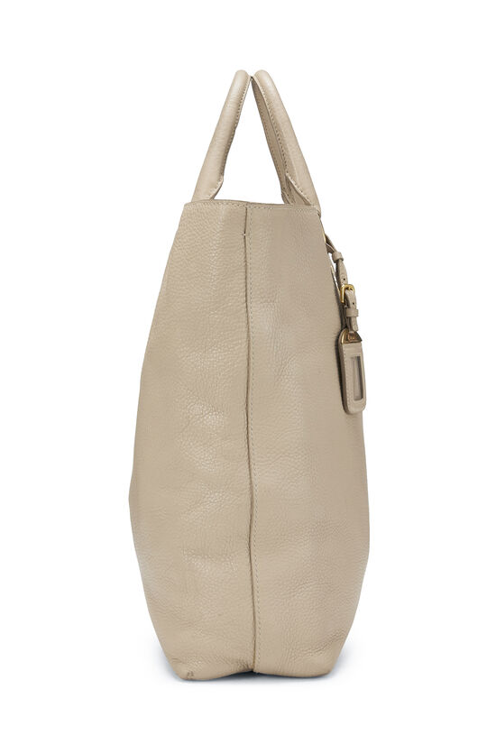 Beige Vitello Daino Shopping Tote Large, , large image number 2