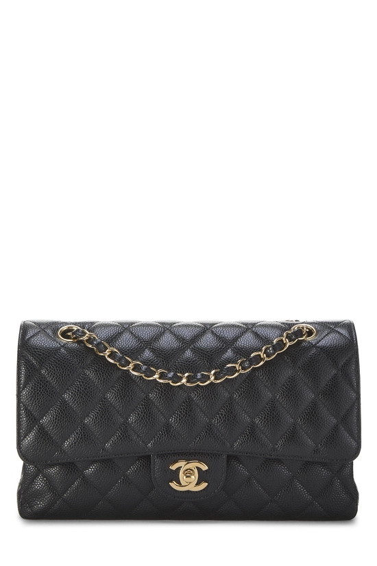 Black Quilted Caviar Classic Double Flap Medium, , large image number 0